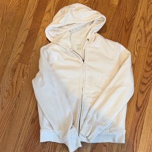 J Crew White Zip-Up Hoodie with fleece lining. Thick and warm. EUC. Has pockets